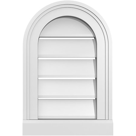 Ekena Millwork Round Top Surface Mount PVC Gable Vent: Functional, w/ 2"W x 2"P Brickmould Sill Frame, 12"W x 18"H GVPRT12X1803SF